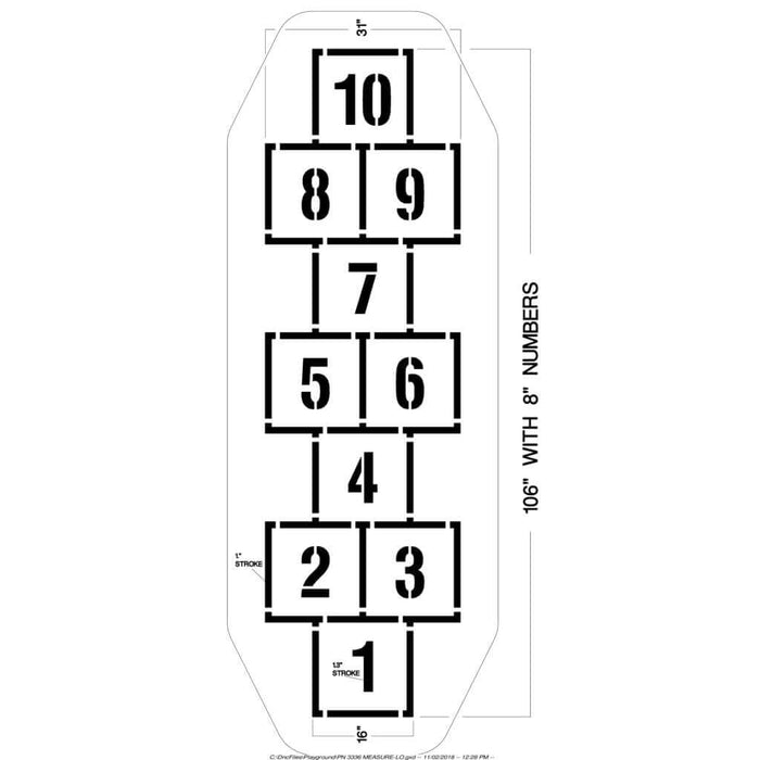 Newstripe Traditional Hopscotch Playground Stencil