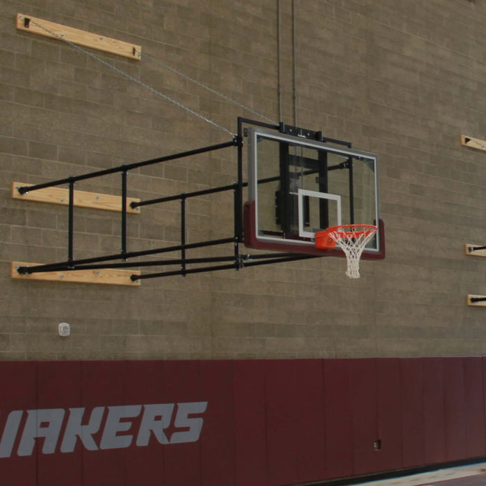 Gared Corner Mount Side-Fold Wall Mount Basketball Backstop, 6' - 9' Length 2500-6094A