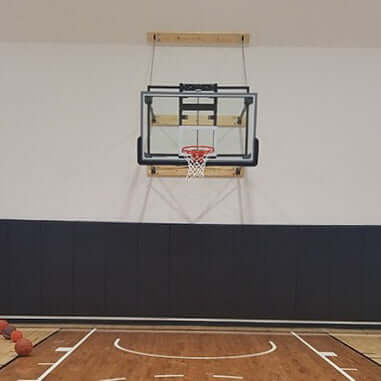 Gared Corner Mount Stationary Wall Mount Basketball Backstop, 9' - 12' Length