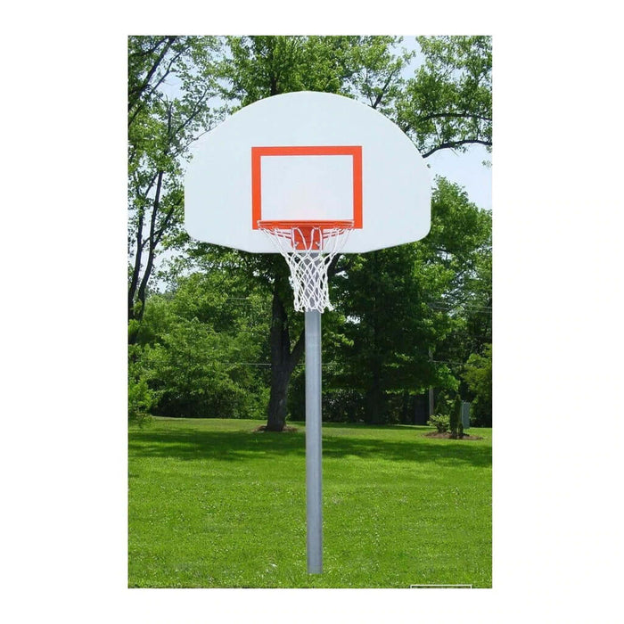 Gared Economy 3-1/2" O.D. Straight Post Basketball Package with Fan-Shape White Aluminum Backboard