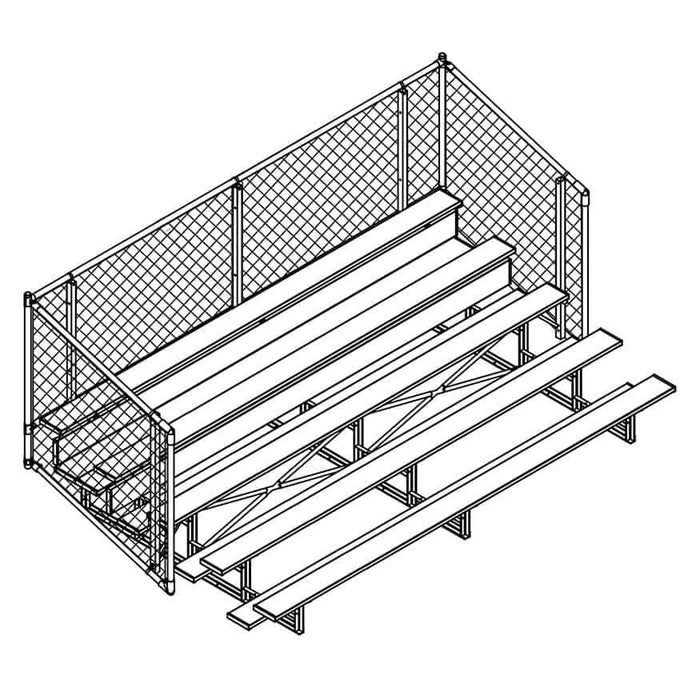 Jaypro Bleacher - 15' (5 Row - Single Foot Plank with Chain Link Rail) - Enclosed BLCH-5C