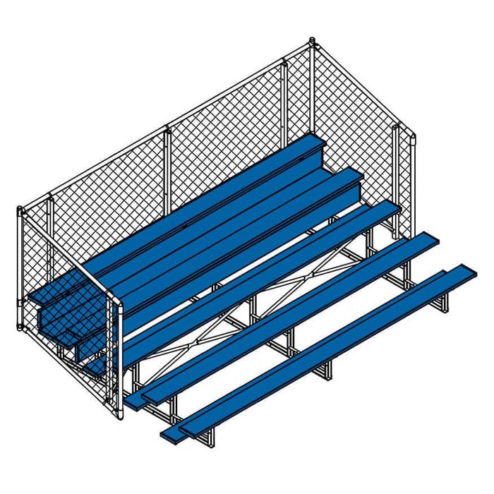 Jaypro Bleacher - 15' (5 Row - Single Foot Plank with Chain Link Rail) - Enclosed (Powder Coated) BLCH-5CPC