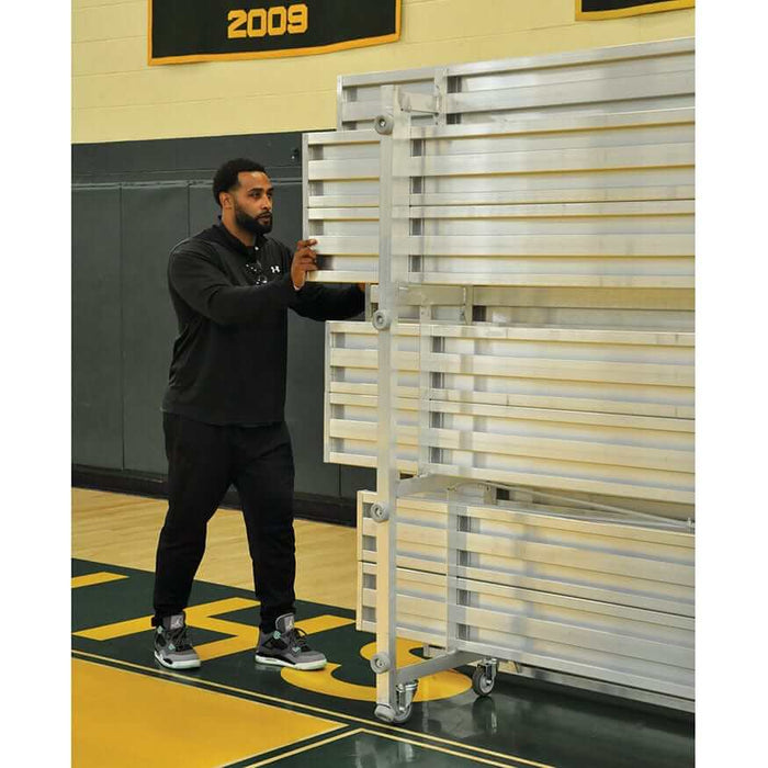 Jaypro Bleacher - 15 ft. (2 Row - Double Foot Plank) - Tip & Roll (Indoor) (Powder Coated) BLDP-2TRGPC