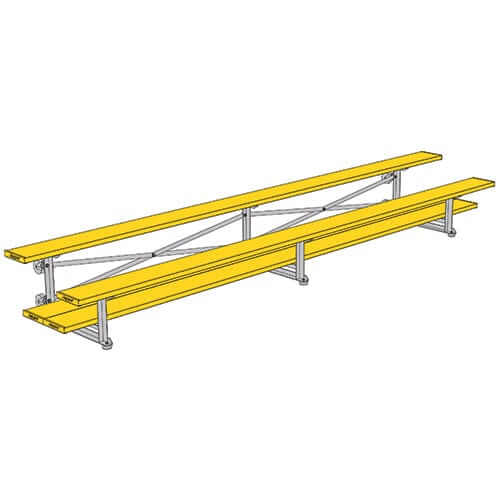 Jaypro Bleacher - 15 ft. (2 Row - Double Foot Plank) - Tip & Roll (Indoor) (Powder Coated) BLDP-2TRGPC