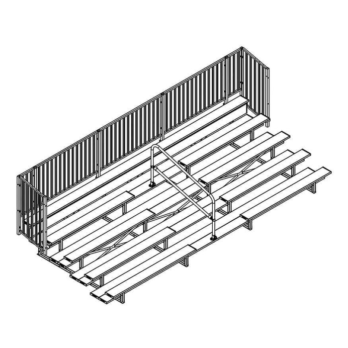 Jaypro Bleacher - 21' (5 Row - Single Foot Plank with Guard Rail & Aisle) - Enclosed BLCH-521ASGR