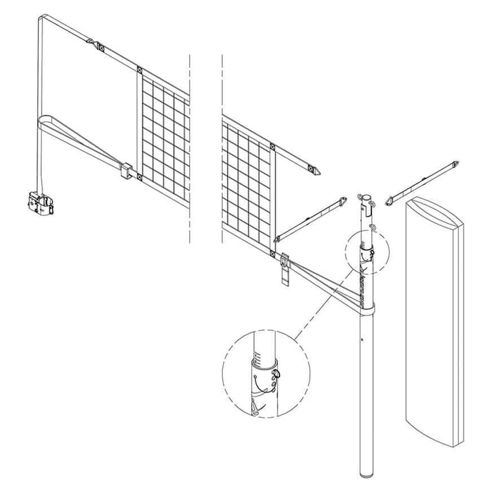 Jaypro FeatherLite Volleyball Net Center Upright System (2 in. Floor Sleeve - Canadian) PVBC-550