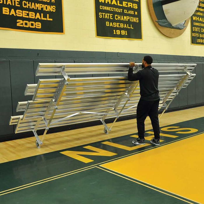 Jaypro Indoor Bleacher - 15 ft. (4 Row - Double Foot Plank) -Tip & Roll (Powder Coated) BLDP-4TRGPC