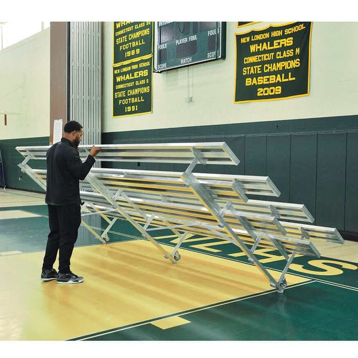 Jaypro Indoor Bleacher - 15 ft. (4 Row - Single Foot Plank) - Tip & Roll BLCH-4TRG