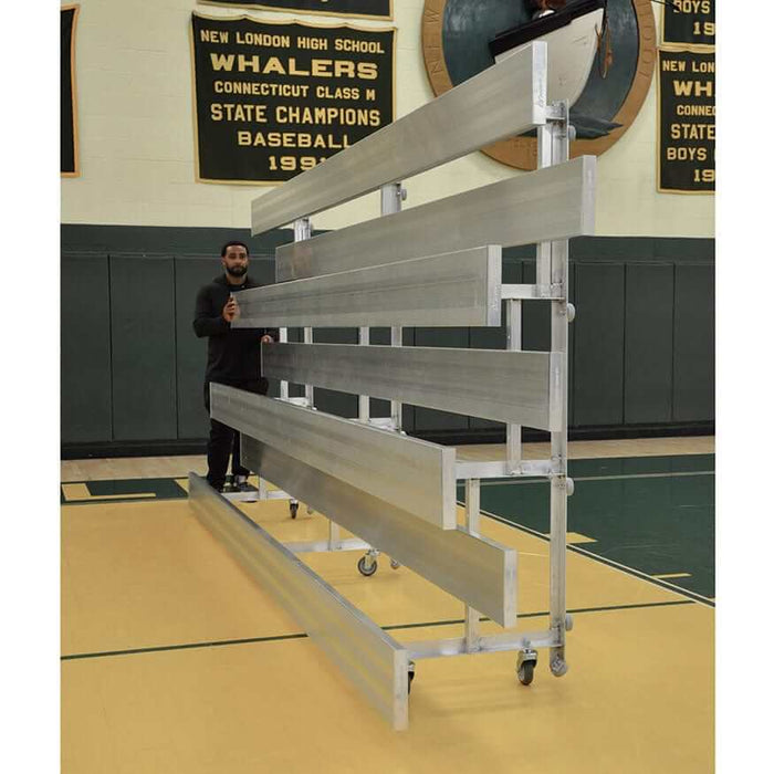 Jaypro Indoor Bleacher - 15 ft. (4 Row - Single Foot Plank) - Tip & Roll BLCH-4TRG