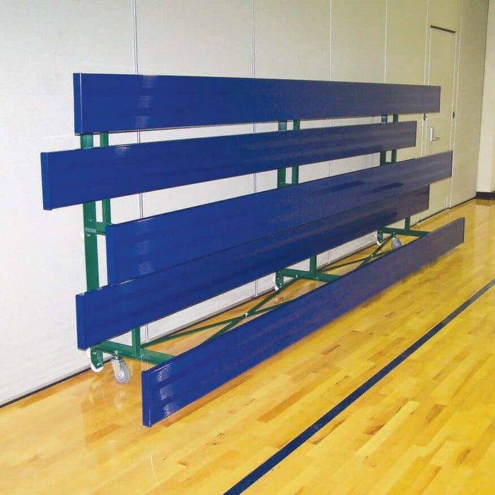 Jaypro Indoor Bleacher - 27 ft. (2 Row - Double Foot Plank) - Tip & Roll (Powder Coated) BLDP-227TRGPC