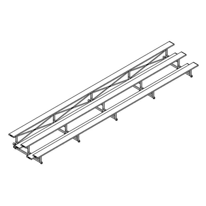 Jaypro Indoor Bleacher - 27 ft. (3 Row - Single Foot Plank) - Tip & Roll BLCH-327TRG