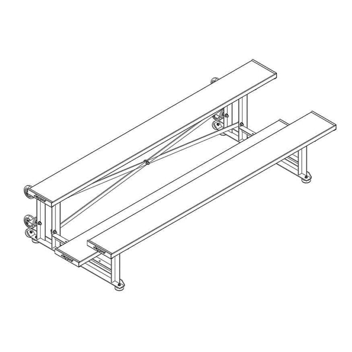 Jaypro Indoor Bleacher - 7-1/2 ft. (2 Row - Single Foot Plank) - Tip & Roll BLCH-275TRG