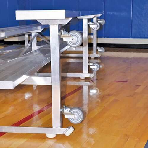 Jaypro Indoor Bleacher - 7-1/2 ft. (3 Row - Single Foot Plank) - Tip & Roll BLCH-375TRG