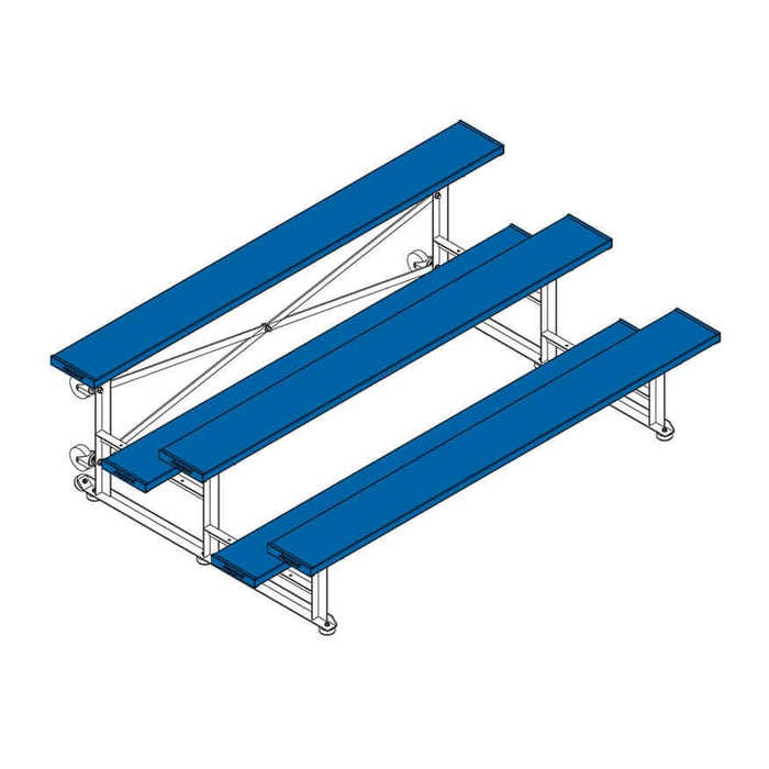 Jaypro Indoor Bleacher - 7-1/2 ft. (3 Row - Single Foot Plank) - Tip & Roll (Powder Coated) BLCH-375TRGPC