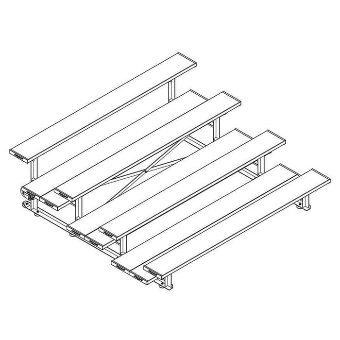 Jaypro Indoor Bleacher - 7-1/2 ft. (4 Row - Double Foot Plank) - Tip & Roll BLDP-475TRG