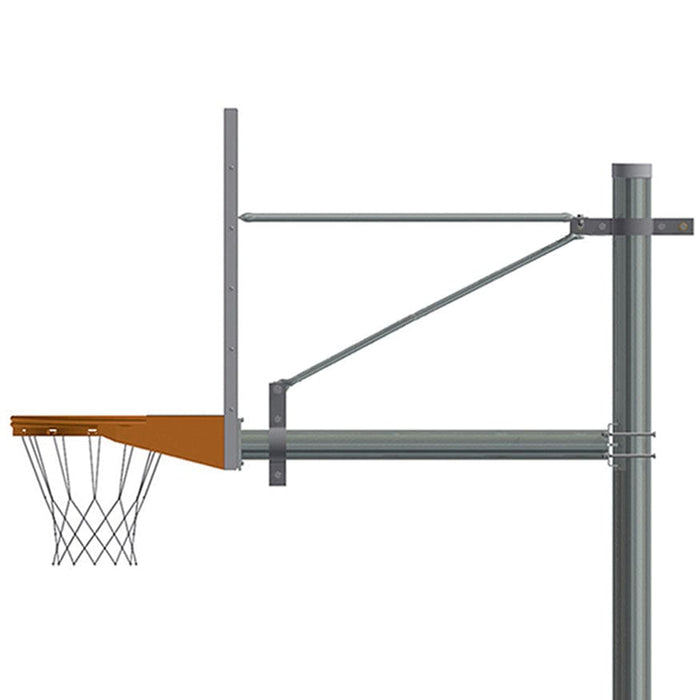 Jaypro Straight Post Basketball System (5-9/16" Pole with 6' Offset) 56"W x 36"H Aluminum Fan Backboard