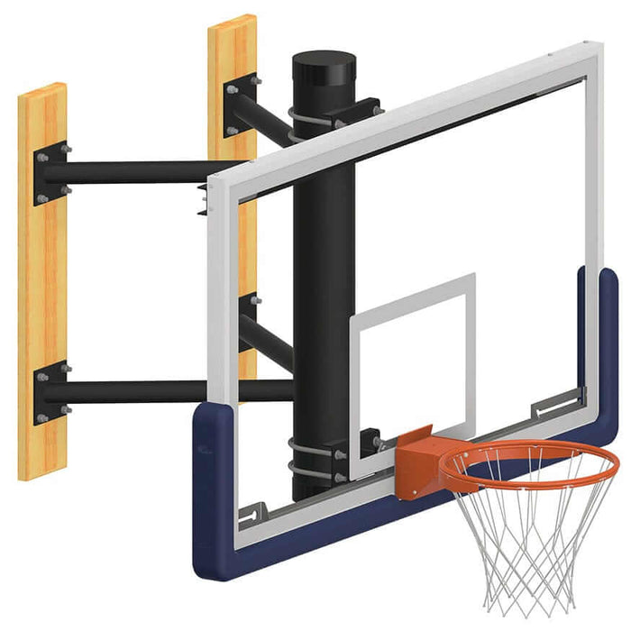 Jaypro Basketball System Wall-Mounted Shooting Station (Indoor) 72 in. Glass Backboard WMSS