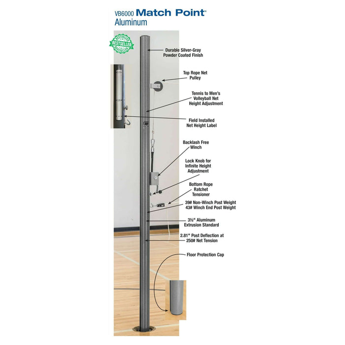 Bison IncBison 3 1/2" Match Point Aluminum Complete Volleyball System VB6000VB6000