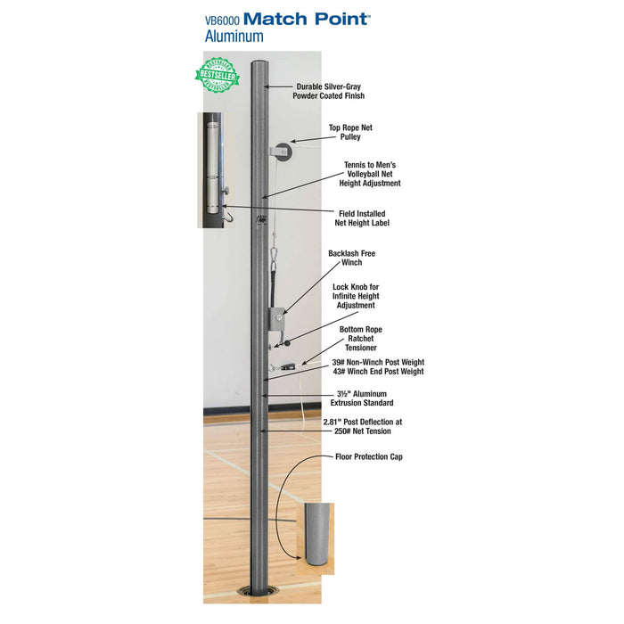 Bison IncBison 3 1/2" Match Point Aluminum Volleyball System without Sockets VB6000NSVB6000NS