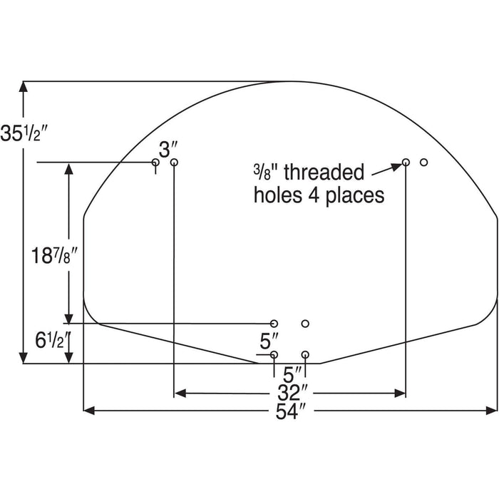 Bison IncBison 35-½” x 54″ Aluminum Fan Shaped Backboard BA475SSBA475SS